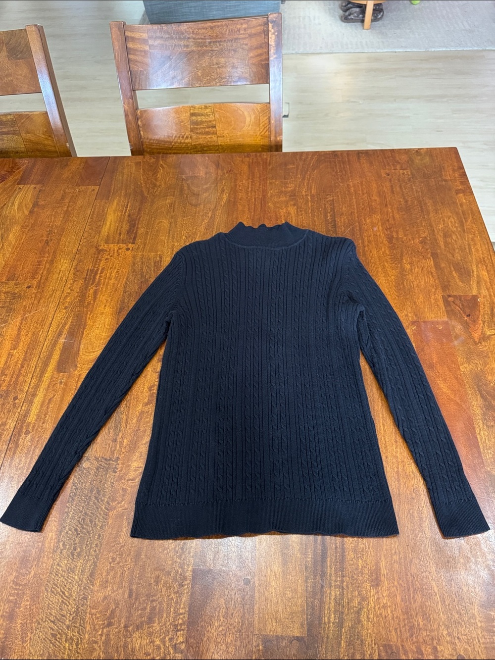 Vintage /Y2K Covington Petite Black Cable Knit Mock Neck Sweater